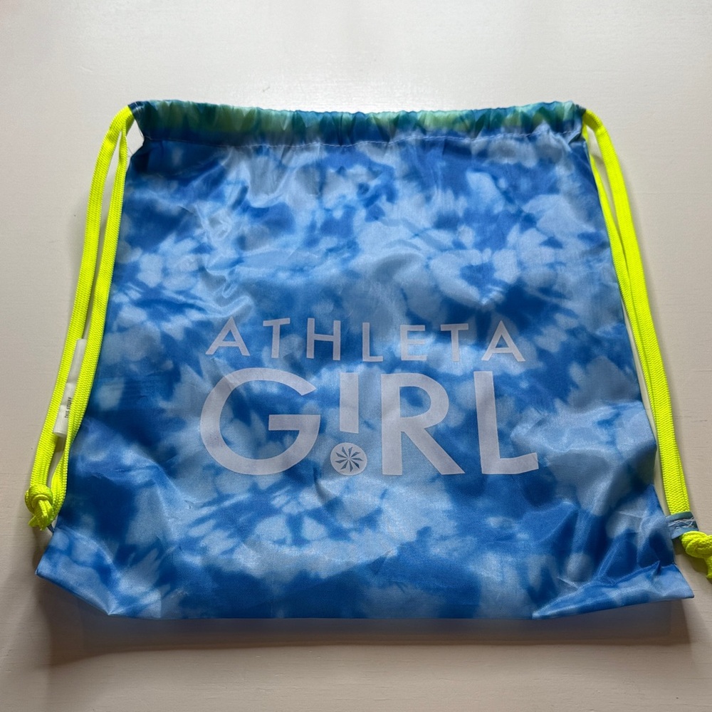Athleta Girl Blue Tie-Dye Bag with Neon Straps
